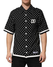 Black Polka Dot Short Sleeves Collared Polo T-shirt