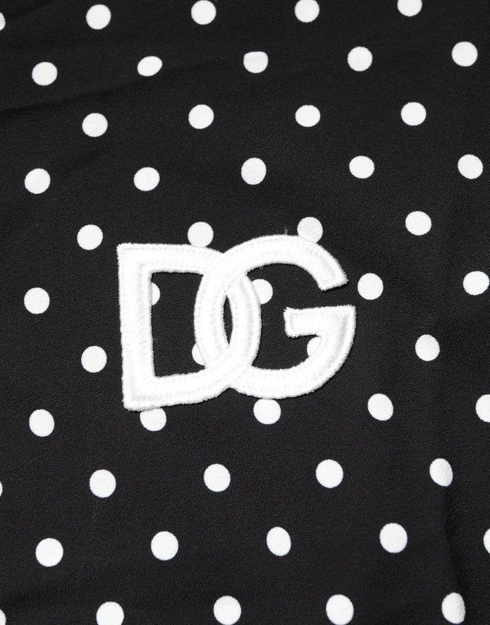 Black Polka Dot Short Sleeves Collared Polo T-shirt
