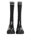 Black White Polyester Socks High Boots Shoes