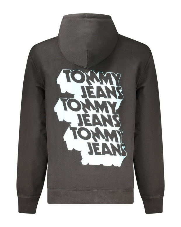 Black Cotton Men Hoodie