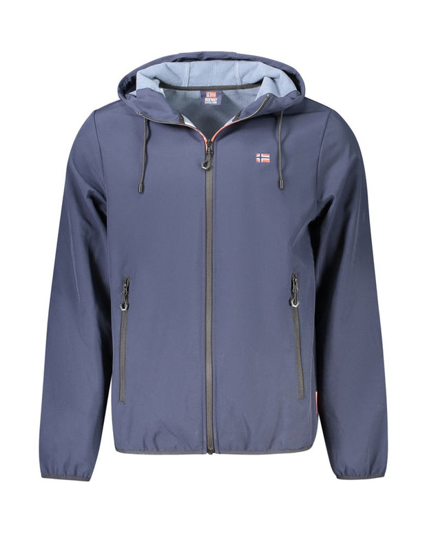 Blue Polyester Men Jacket