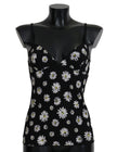 Elegant Black Daisy Floral Lace Chemise Dress