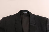 Gray Patterned Wool 3 Piece Slim Suit