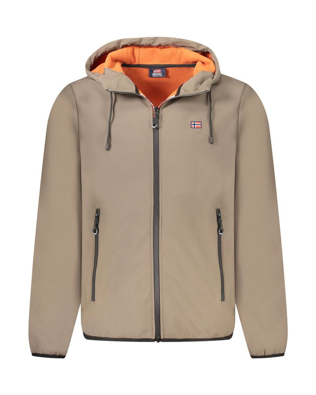 Brown Polyester Men Jacket