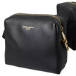 Black Calfskin Leather Double Waist Belt Fanny Pack Bag