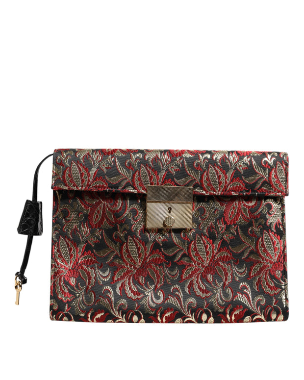 Multicolor Jacquard Floral Document Briefcase Bag