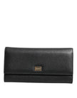 Black Leather Trifold Logo Plaque Card Holder Wallet
