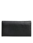 Black Leather Trifold Logo Plaque Card Holder Wallet