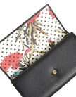 Black Leather Trifold Logo Plaque Card Holder Wallet