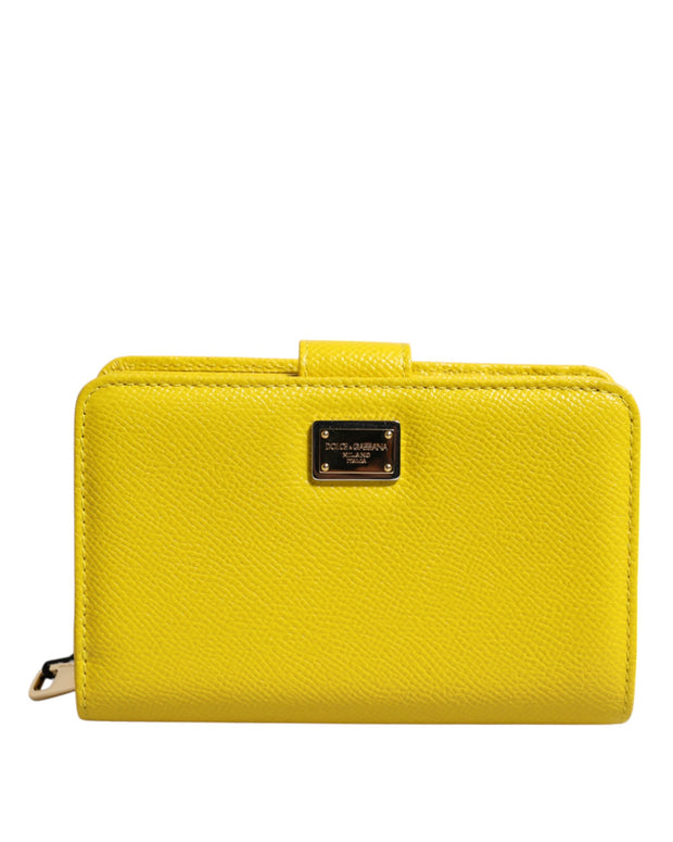 Yellow Leather Bifold Continental Clutch Wallet