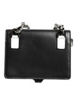 Black Leather Crystal Embellished Card Holder Wallet