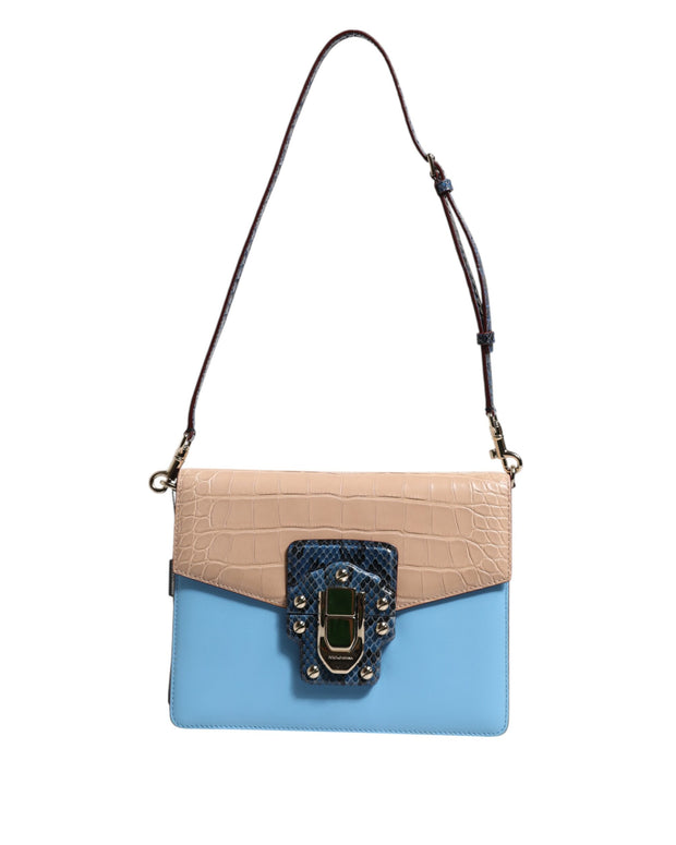 Blue Beige Exotic Leather LUCIA Crossbody Bag