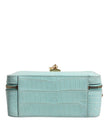 Mint Green Embossed Leather Padlock Shoulder Bag