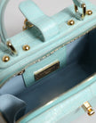 Mint Green Embossed Leather Padlock Shoulder Bag