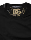 Black Cotton Logo Print Crew Neck T-shirt