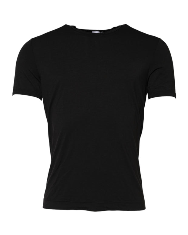 Black Modal Men Crew Neck Underwear T-shirt