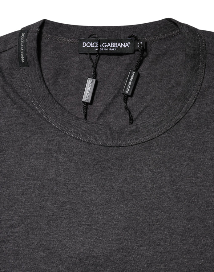 Dark Gray Crew Neck Short Sleeves T-shirt