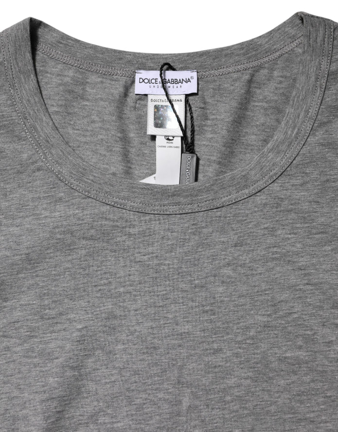 Gray Crew Neck Short Sleeves Underwear T-shirt