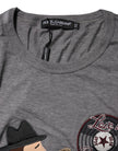 Gray #DGFamily Cotton Crew Neck T-shirt