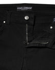 Black Cotton Skinny Mid Waist Denim Jeans