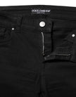 Black Cotton Skinny Mid Waist Denim Jeans