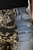 Multicolor Patchwork Tapered Denim Jeans