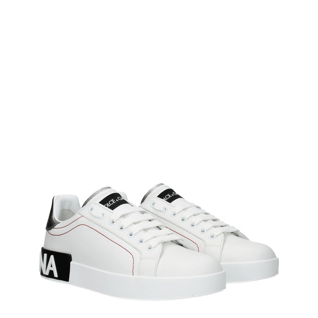 White Leather Low Top Sneakers