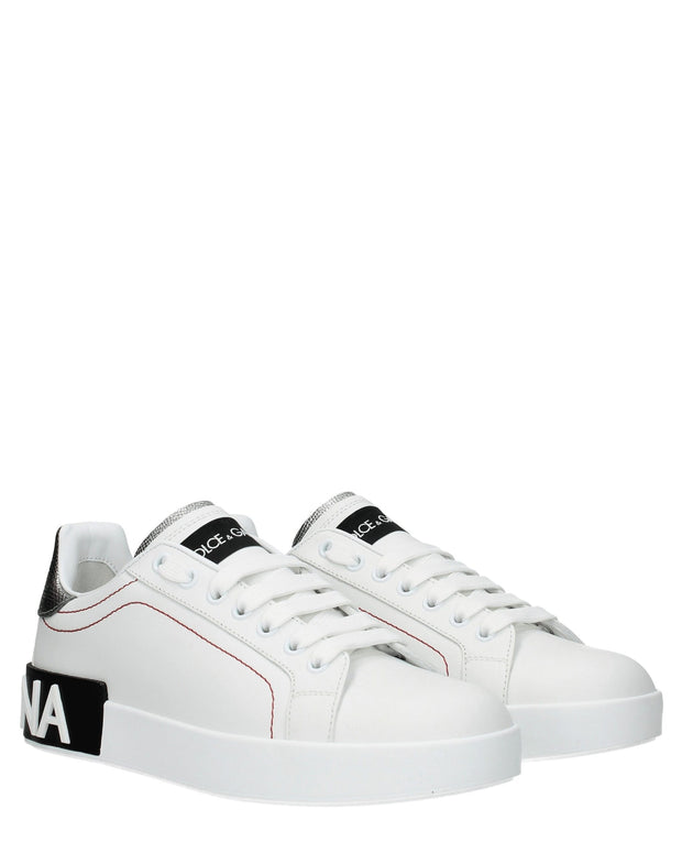 White Leather Low Top Sneakers