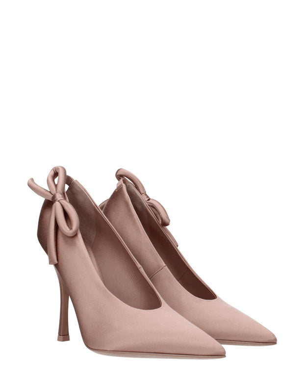 Pink Satin High Heel Pumps