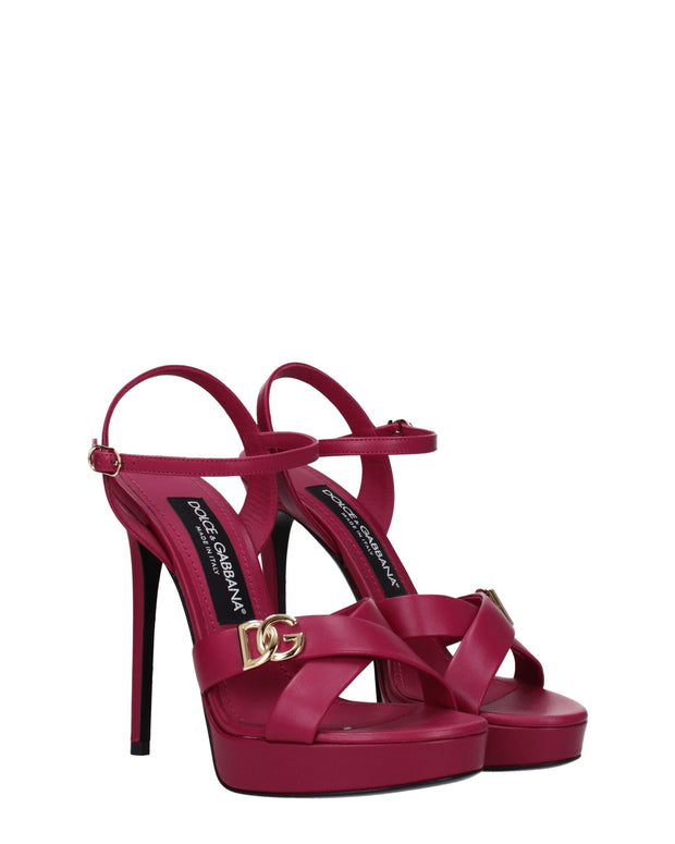 Pink Leather Platforms