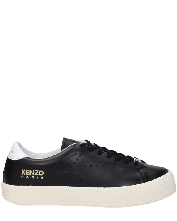 Black Leather Low Top Sneakers