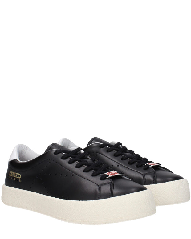 Black Leather Low Tops