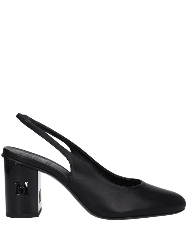 Black Leather High Heel Pumps