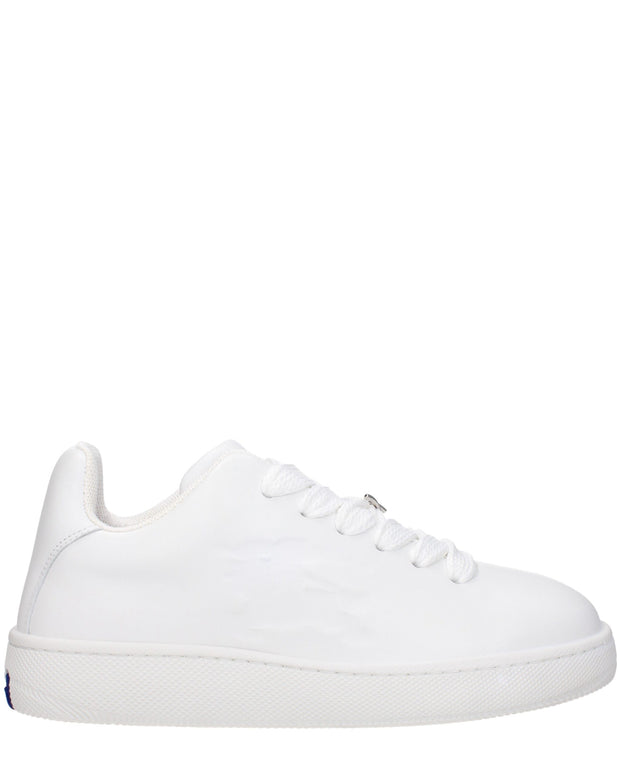 White Leather Low Top Sneakers