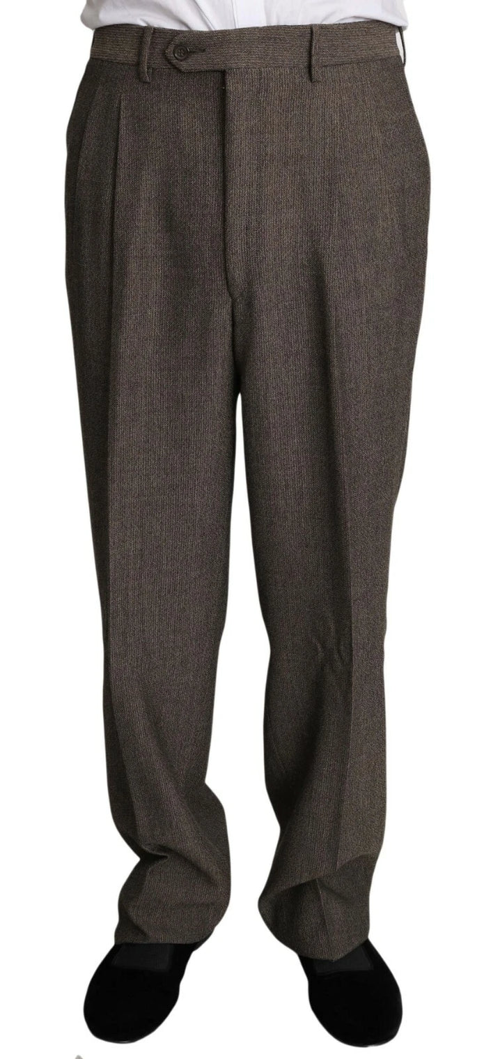 Brown Single Breasted Wool Suit
