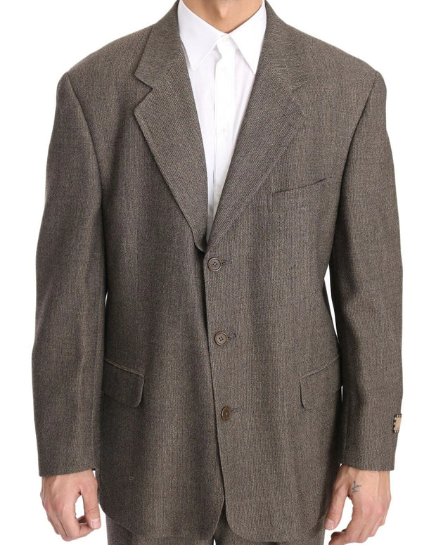 Brown Single Breasted Wool Suit
