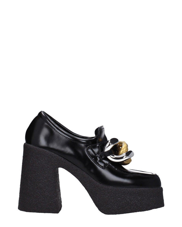 Black Leather Platform Loafers