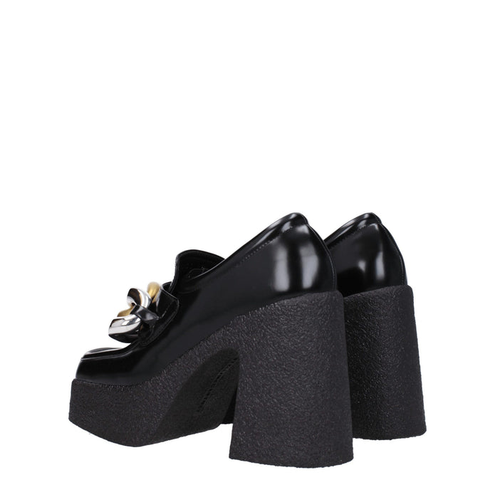 Black Leather Platform Loafers
