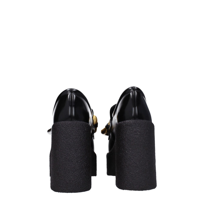 Black Leather Platform Loafers