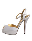White Satin Platform Heels Sandals Shoes
