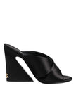 Black Logo KEIRA Satin Slides Sandals Shoes