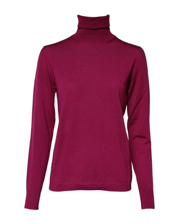 Fuchsia Wool Long Sleeves Turtleneck Sweater