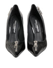 Black Patent Leather Zipper Heels Pumps Shoes