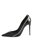 Black Patent Leather Zipper Heels Pumps Shoes