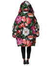 Multicolor Floral Hooded Puffer Coat Jacket