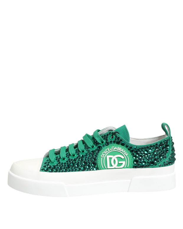 Green Portofino Crystal DG Logo Sneakers Shoes