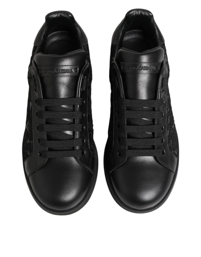 Black Floral Lace Low Top Sneakers Shoes
