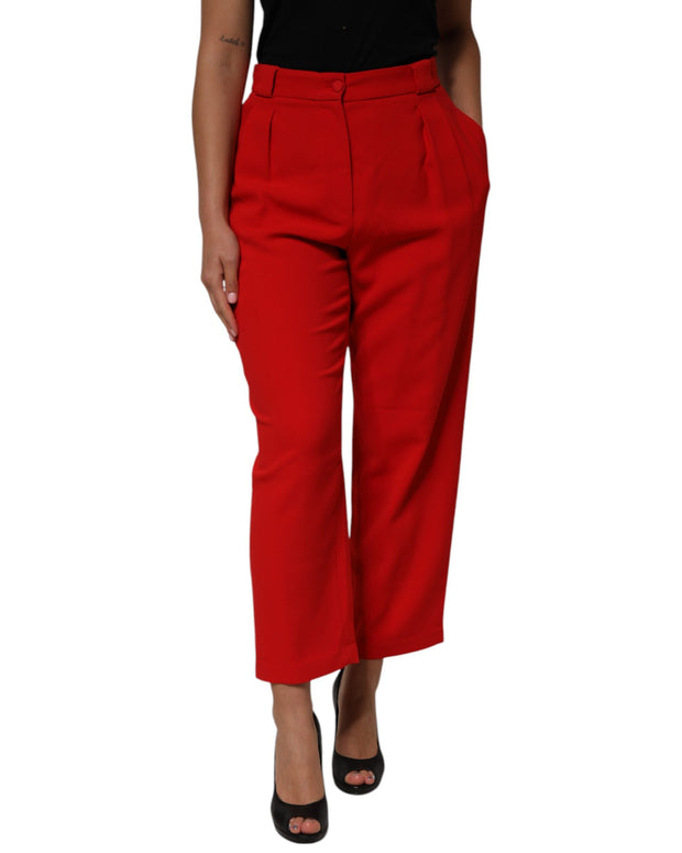 Red HighWaist Straight Women Trouser Pants
