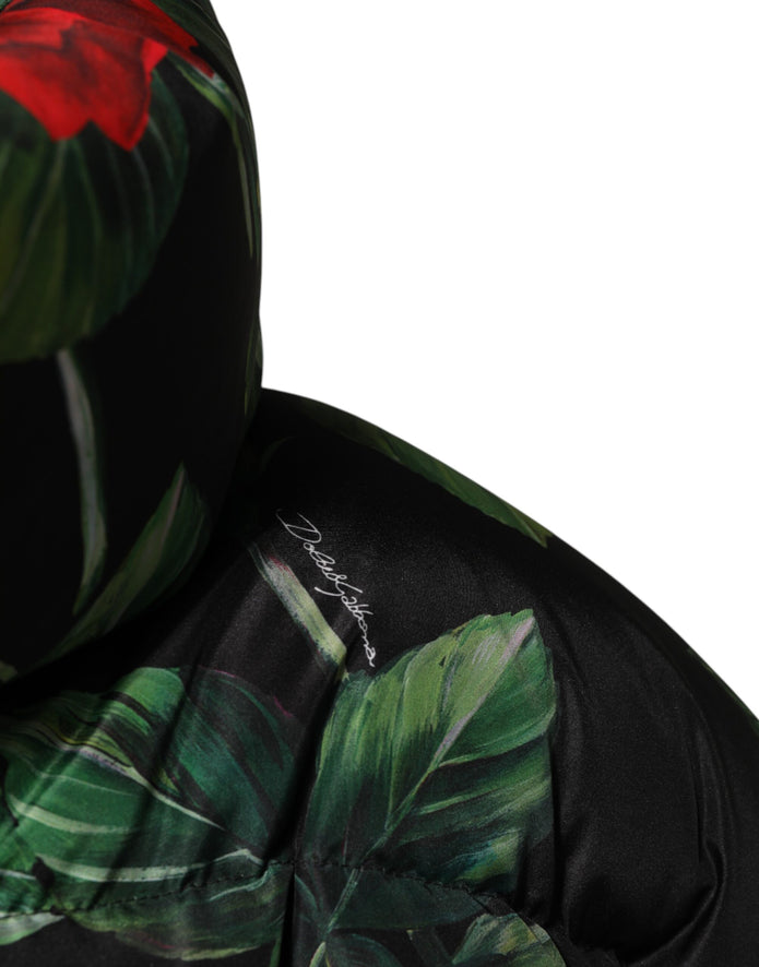 Multicolor Floral Puffer Coat Full Zip Jacket