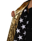 Gold Hooded Long Sleeves Trench Coat Jacket